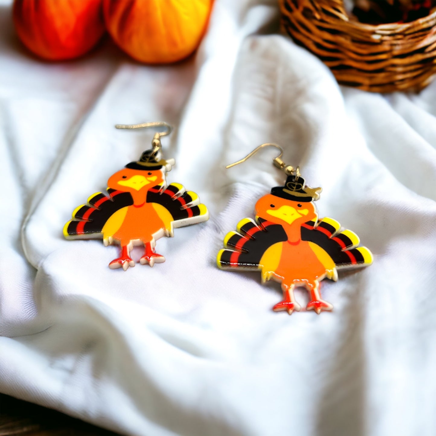 Turkey Earrings - Thanksgiving Earrings, Thanksgiving Accessories, Turkey Trot, Thanksgiving Turkey Earrings - Rhythms of Grace Creative