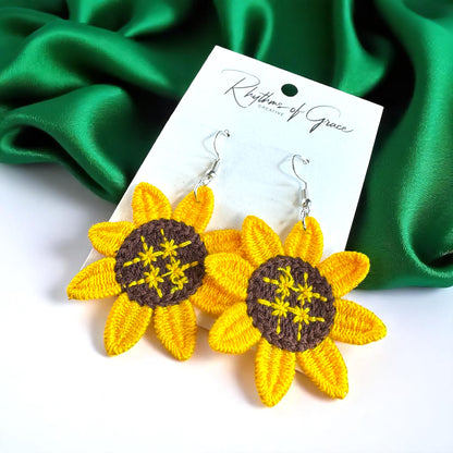 Bloom in Boho Style: Colorful Knit Sunflower Earrings! 🌻