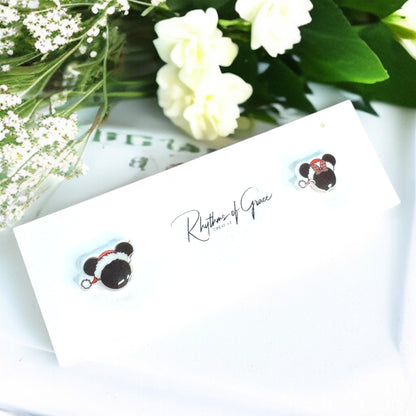Festive Fun: Christmas Mouse Ears Stud Earrings - Perfect for Holiday Cheer!