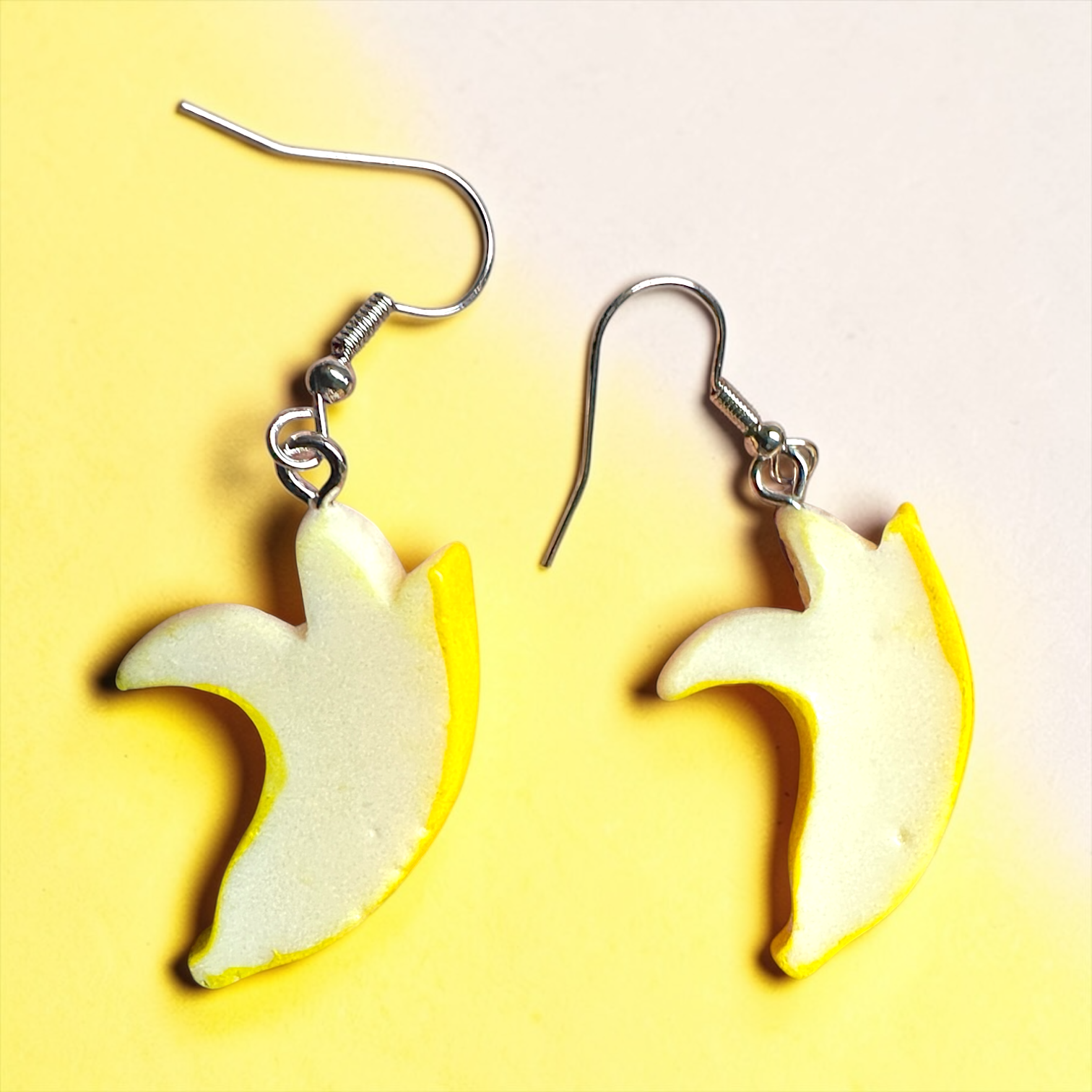 Peeled Banana Dangle Earrings | Savannah Bananas Inspired Jewelry | Fun Acrylic Statement Earrings | Lightweight Fruit Earrings