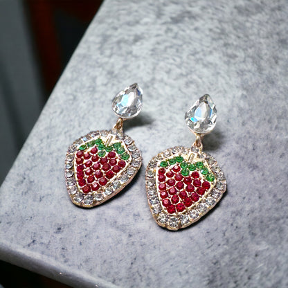Strawberry Earrings - Strawberry Jewelry, Dangle Earrings, Fruit Earrings, Plant Lady, Handmade Earrings, Strawberry Festival, Strawberries