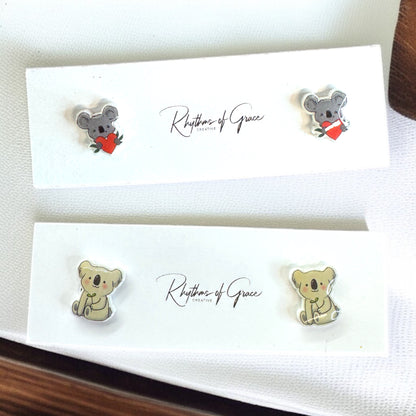 Koala-ty Cuties: Adorable Cartoon Koala Stud Earrings!