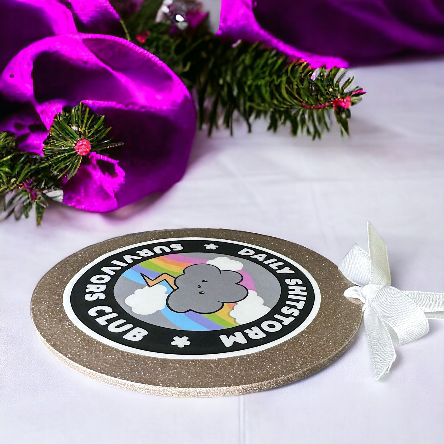 Join the Fun: Daily Shitstorm Survivors Club 2024 Christmas Ornament!