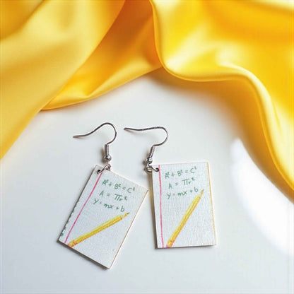 Math Made Stylish: Wooden Math Teacher Drop Earrings – Smart, Fun & Totally You!