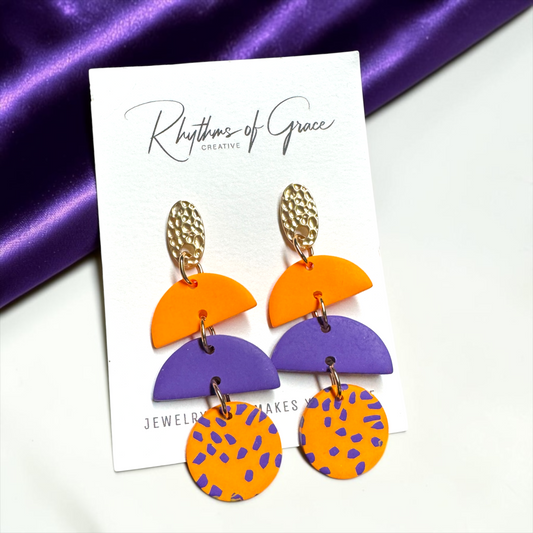 Purple & Orange Perfection: Bold Dangle Earrings for the Fearless Fashionista! 🐅