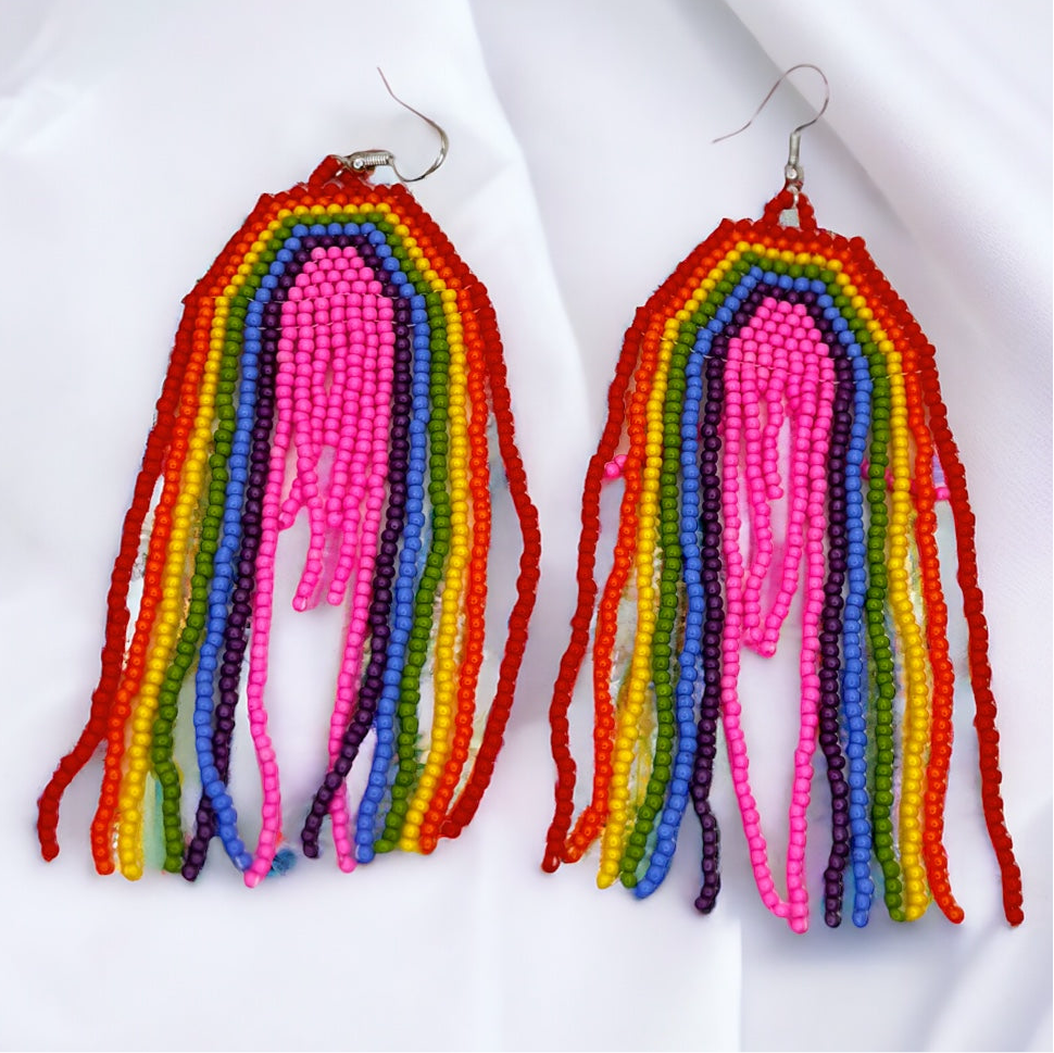 Beaded Rainbow Earrings - Celebrate Your Pride! 🎉