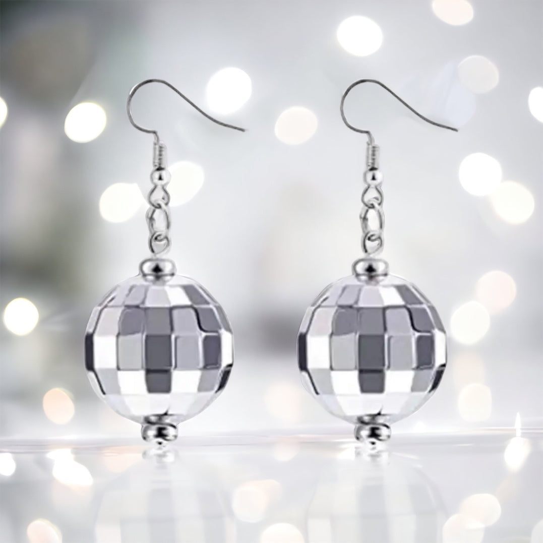 Drop It Like It’s Disco – Silver Ball Party Earrings - Rhythms of Grace Creative