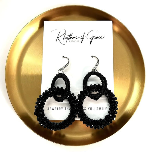 Sparkle and Shine: Stunning Black Beaded Dangle Earrings