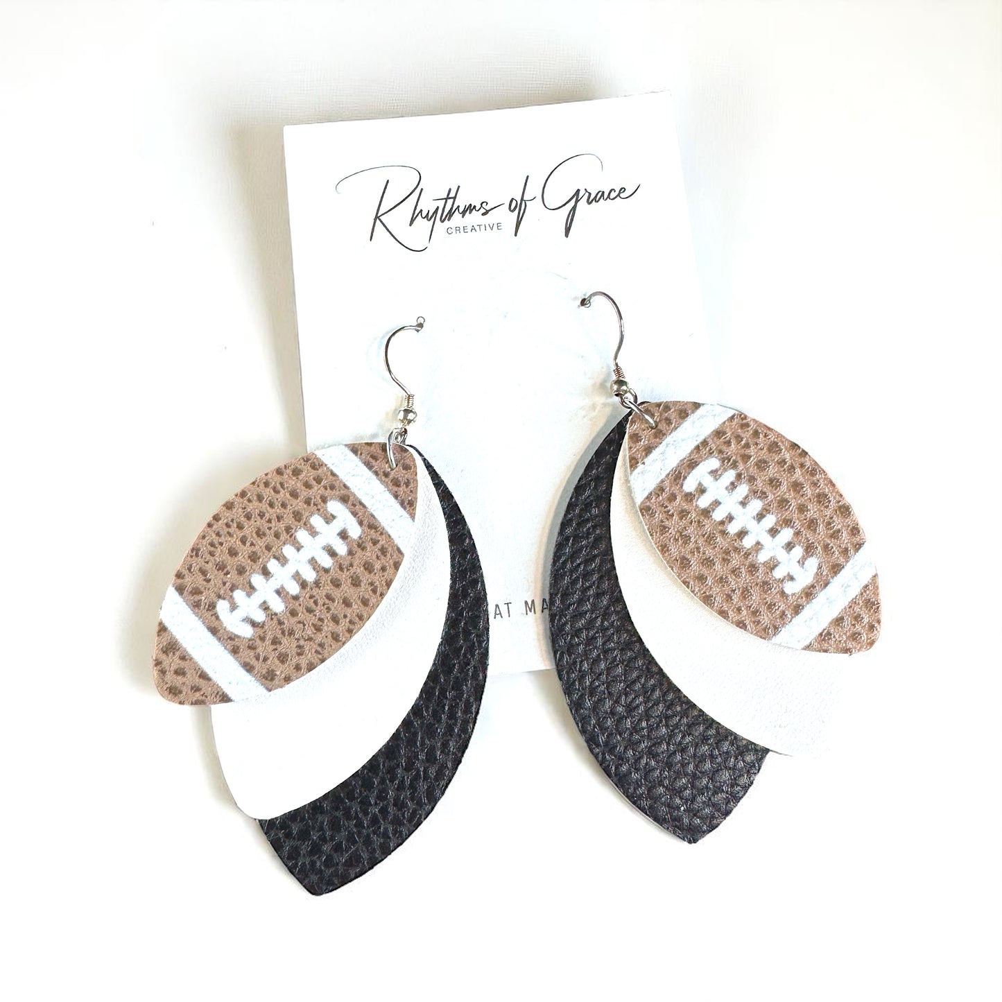 Game Day Glam: Black and White Football Earrings for the Ultimate Fan!
