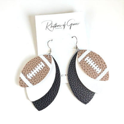 Game Day Glam: Black and White Football Earrings for the Ultimate Fan!
