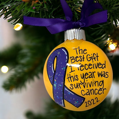 Christmas Ornament: "The Best Gift I Received This Year Was Surviving Breast Cancer"