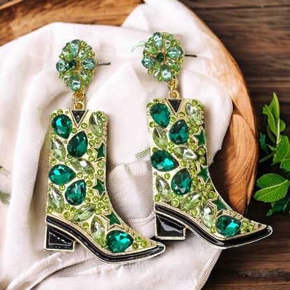 Sparkling Rhinestone Cowboy Boots Dangle Earrings – Choose Your Style!