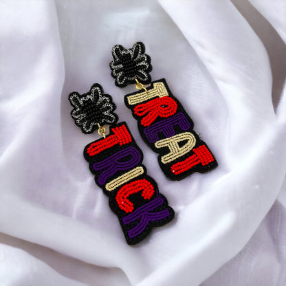 Trick or Treat Earrings - Halloween Earrings, Beaded Earrings, Spooky Vibes, Halloween Earrings, Halloween Costume, Beaded Halloween - Rhythms of Grace Creative