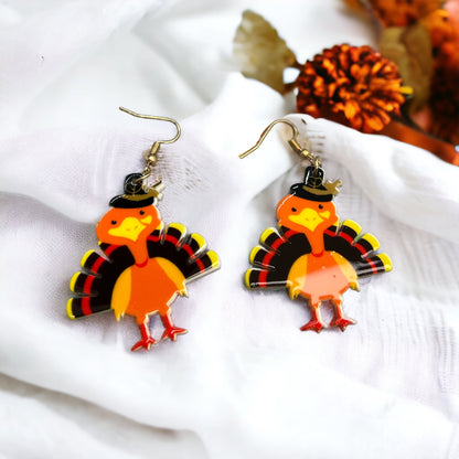 Turkey Earrings - Thanksgiving Earrings, Thanksgiving Accessories, Turkey Trot, Thanksgiving Turkey Earrings - Rhythms of Grace Creative