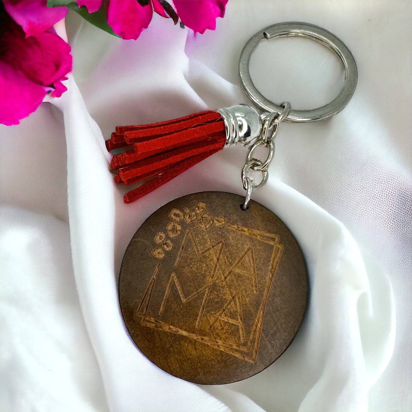 Rustic Wooden Mom Key Chain