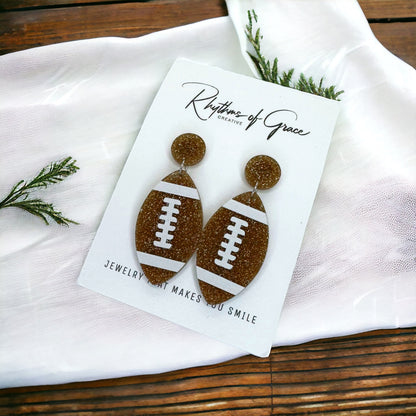 Game Day Glam: Sparkling Football Earrings! 🏈✨