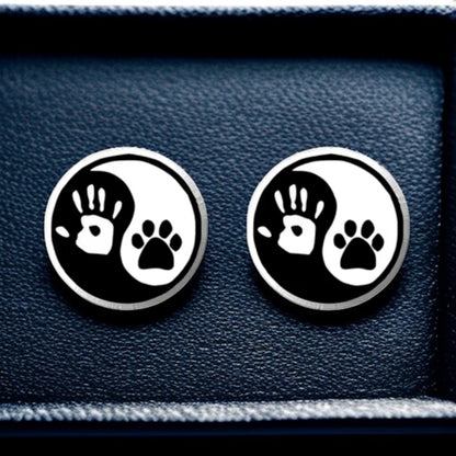 Yin Yang Harmony: Human Hand & Dog Paw Stud Earrings