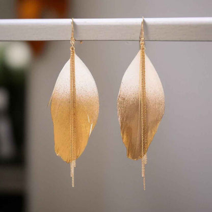 Gold Dipped Feather Earrings: Dance Into the Festivity!