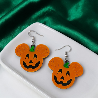 Mouse Pumpkin Earrings - Mouse Ears, Halloween Accessories , Halloween Earrings, Not So Scary Halloween, Pumpkin Earrings