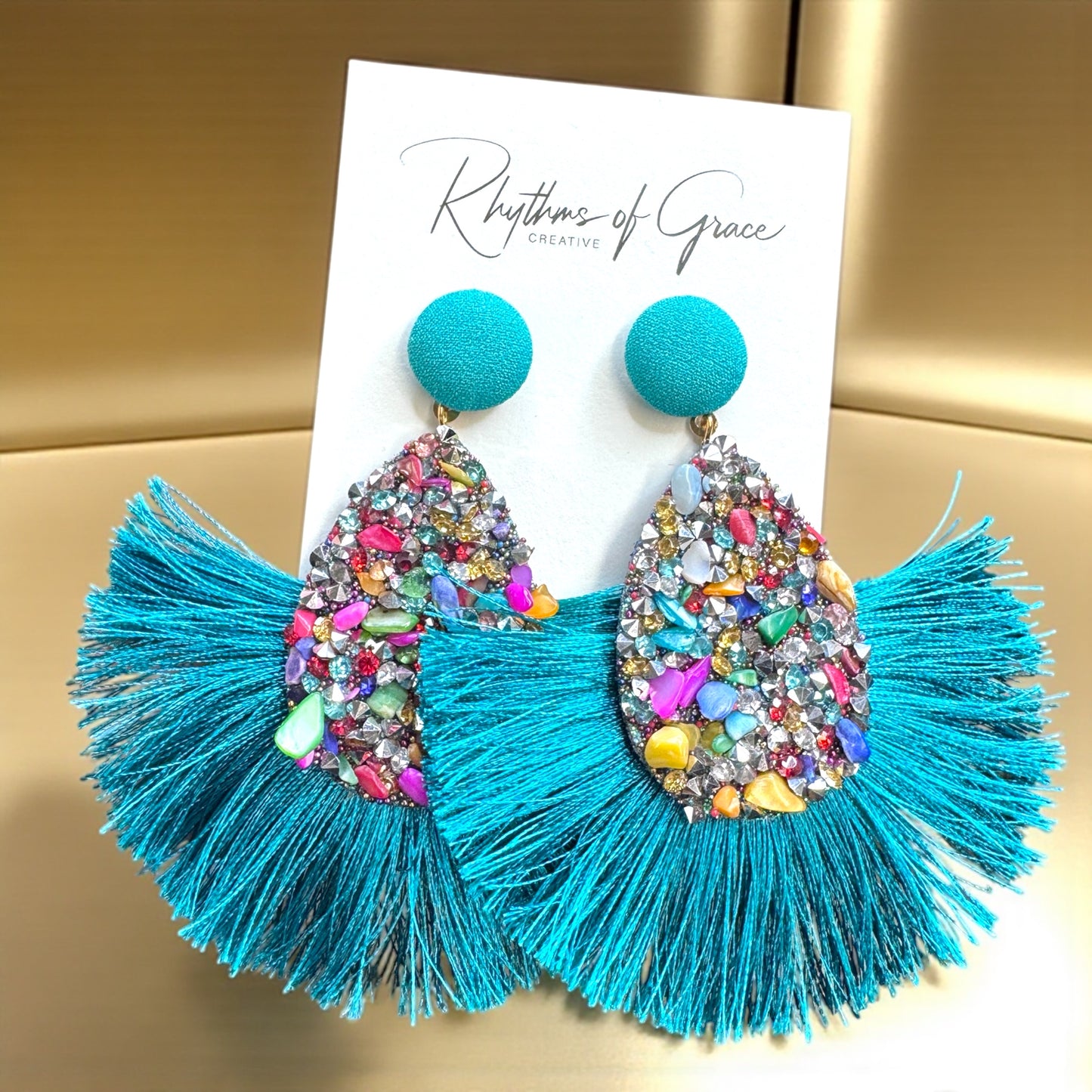 Vibrant Teal Tassel Earrings – Festival Ready