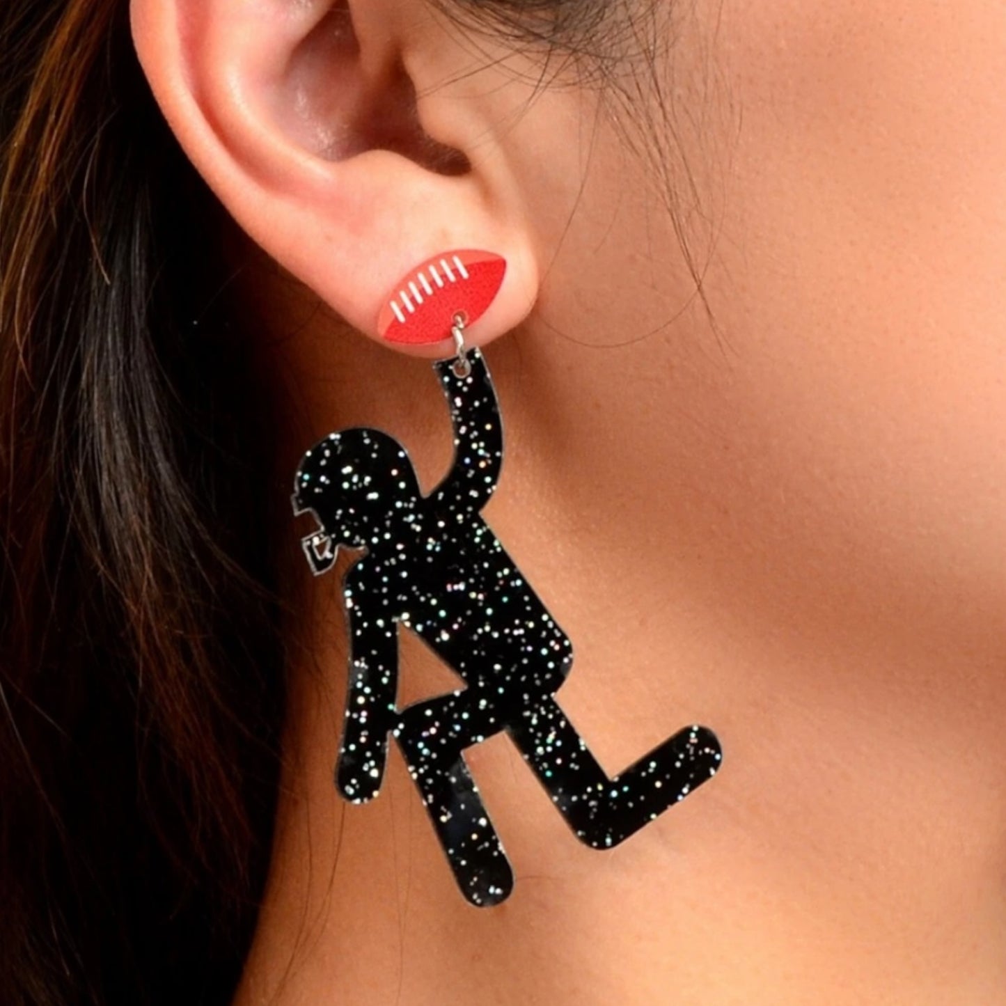 Touchdown Style: Football Player Dangle Earrings 🏈