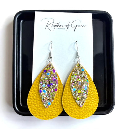 Golden Glow Teardrop Dangles: Shine Bright in Yellow!