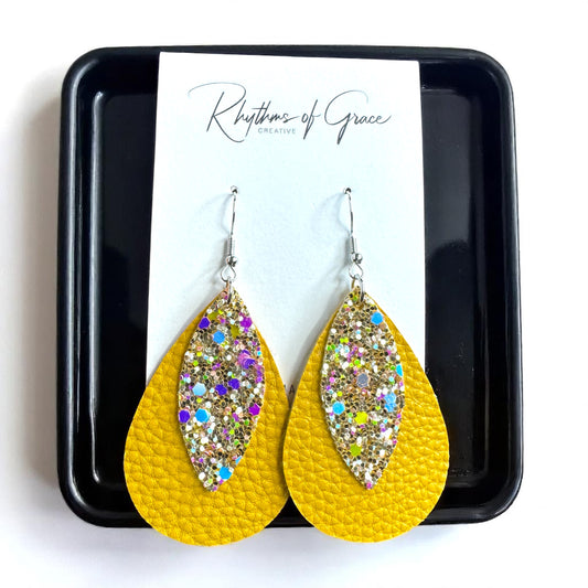 Golden Glow Teardrop Dangles: Shine Bright in Yellow!