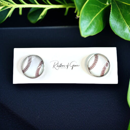Hit a Style Home Run with Baseball Cabochon Stud Earrings! ⚾️