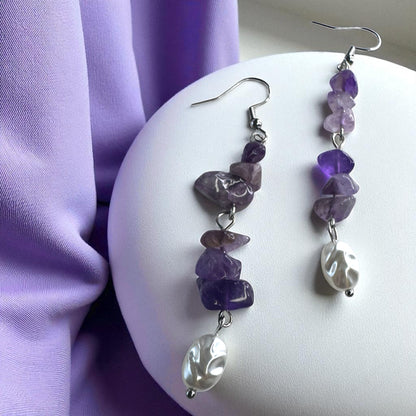  Boho Chic Purple Beaded Dangle Earrings – Lightweight Elegance!
