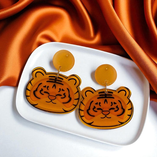 Unleash Your Inner Wildcat with Our Cartoon Tiger Earrings! 🐯🏈 - Rhythms of Grace Creative