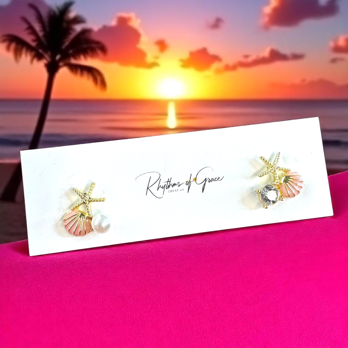 Seashell Sparkle: Pearl & Rhinestone Starfish Studs for Ocean Lovers!