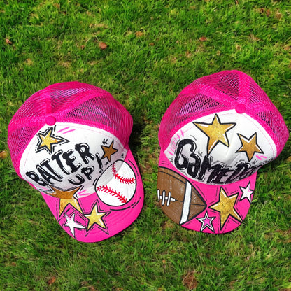 Handpainted Mesh Back Trucker Hat - Score Big with Style! 🎉