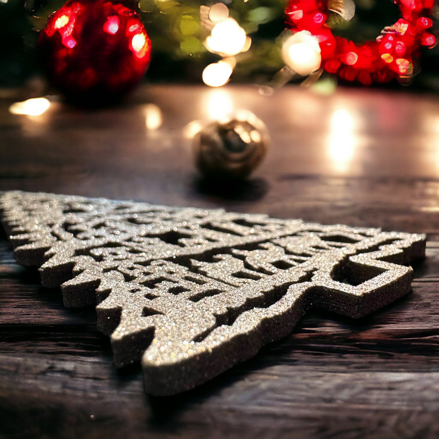 Illuminate Christmas Spirit: Handmade Laser Cut Jesus Story Tree Ornament! Sparkly Glitter Gold Holiday Gift