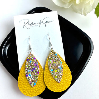 Golden Glow Teardrop Dangles: Shine Bright in Yellow!
