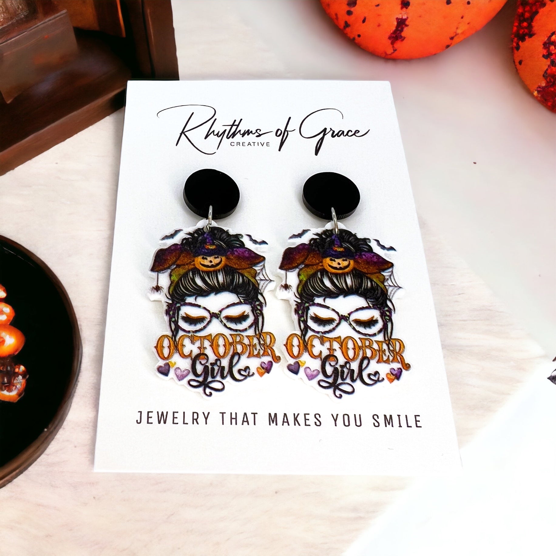 Spooky Chic: October Girl Pumpkin Earrings 🎃 - Rhythms of Grace Creative