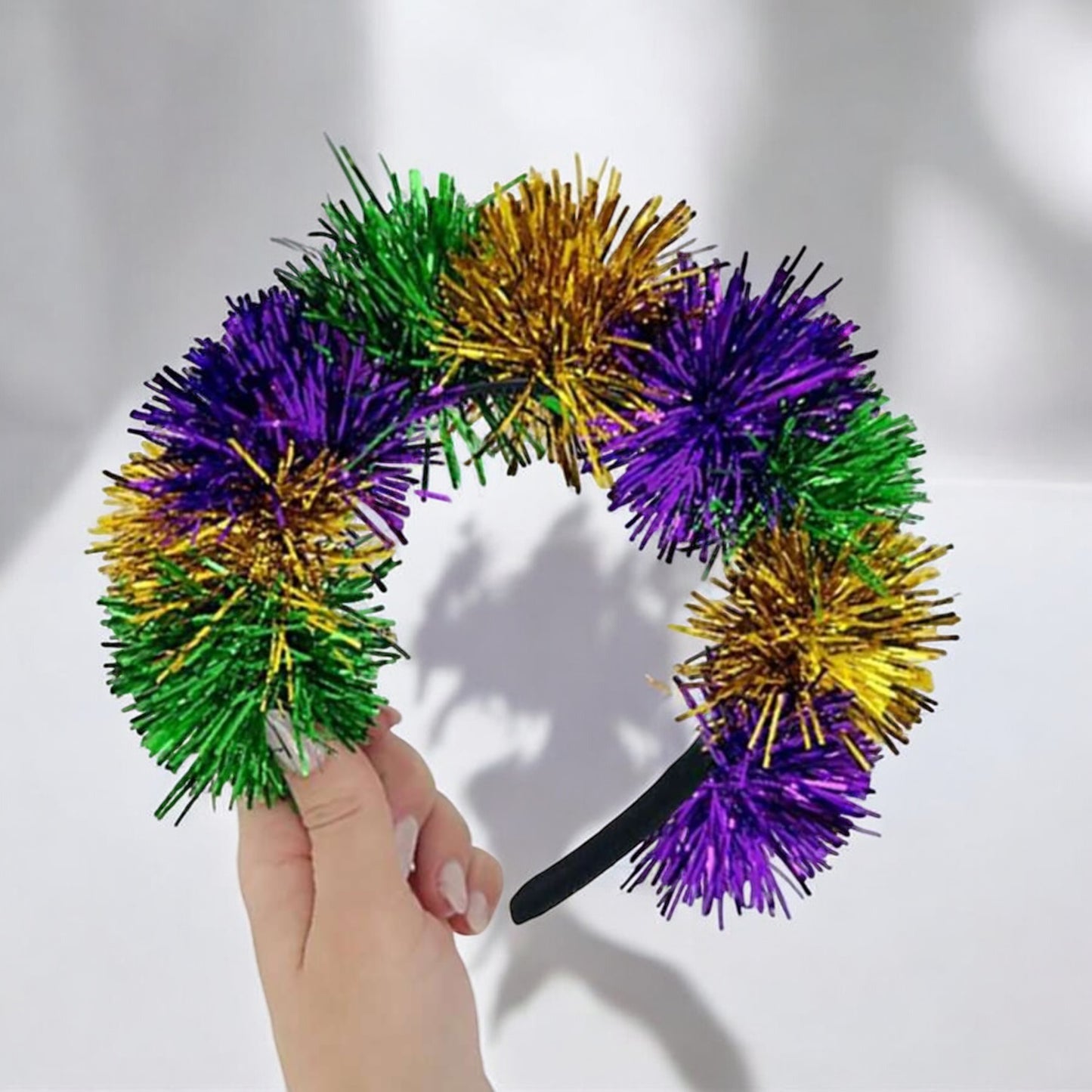 Tinsel Mardi Gras Headband - Vibrant Purple, Green & Gold!