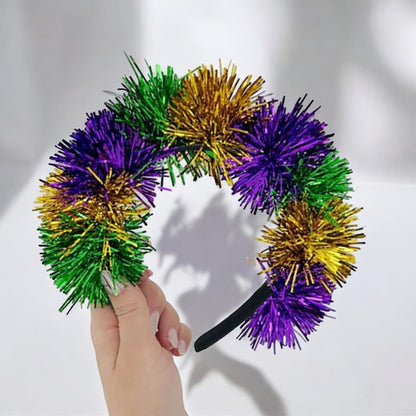 Tinsel Mardi Gras Headband - Vibrant Purple, Green & Gold!