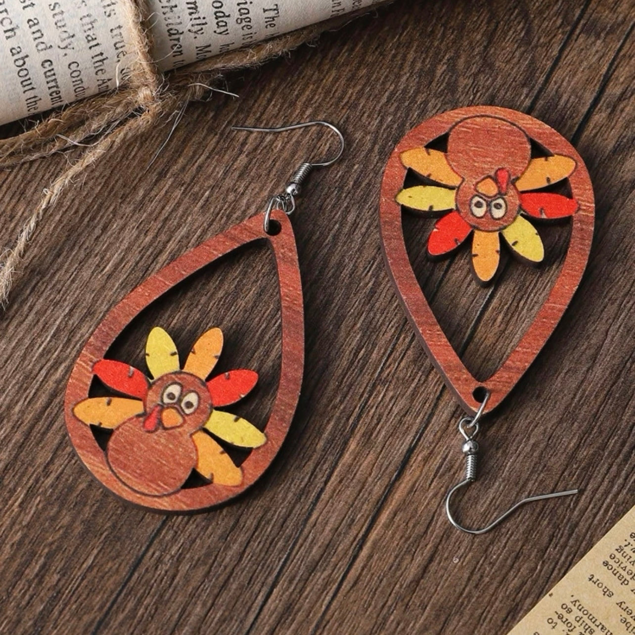 Turkey Earrings - Thanksgiving Earrings, Thanksgiving Accessories, Turkey Trot, Turkey Accessories - Rhythms of Grace Creative