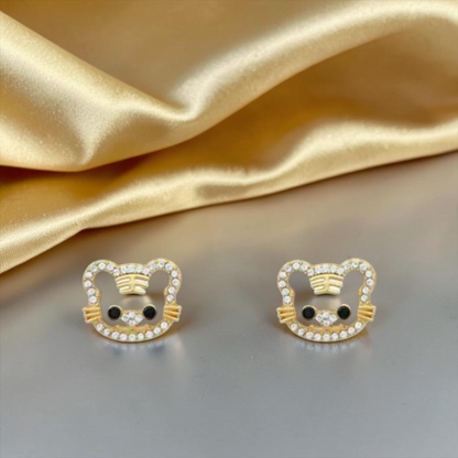 Roar in Style: Rhinestone Tiger Stud Earrings