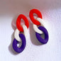 Vibrant Red, White, and Blue Chain Dangle Earrings - Statement Jewelry