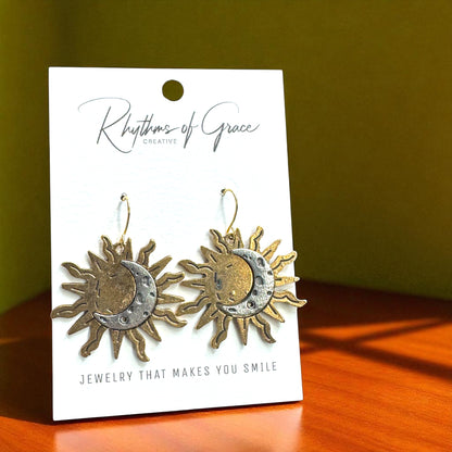 Celestial Earrings: Dance with the Sun and Moon! 🌙☀️ - Rhythms of Grace Creative