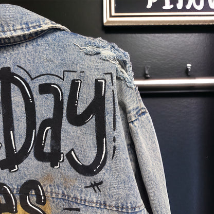 Hand-Painted Jean Jacket:  GAMEDAY! | Perfect for LSU & Saints Fans | Oversized Long Denim