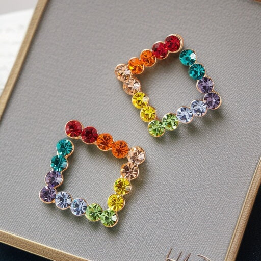 Sparkle with Pride: Rhinestone Rainbow Earrings