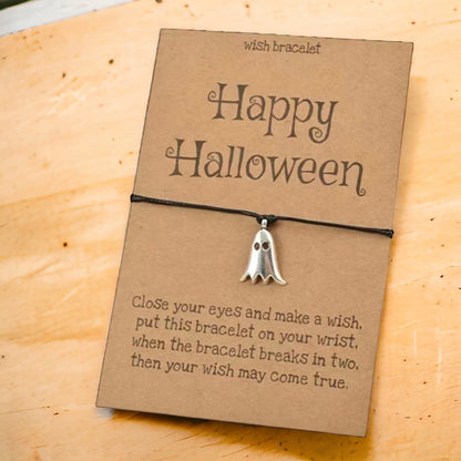 Spellbinding Halloween Wish Bracelet with Silver Ghost Charm! 👻