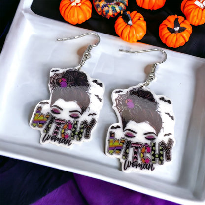 Witchy Woman Dangle Earrings – Acrylic & Stainless Steel Hooks - Rhythms of Grace Creative
