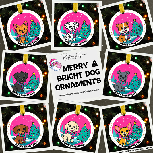 Merry & Bright Pet Ornament Collection – Choose From 8 Dog Breeds | Cute Custom Holiday Ornament for Pet Lovers