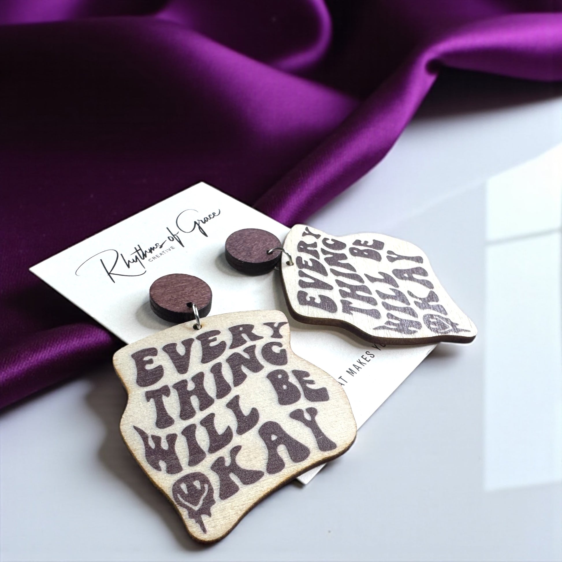 Motivational Dangle Earrings: Wear Your Positivity! 🌟 - Rhythms of Grace Creative