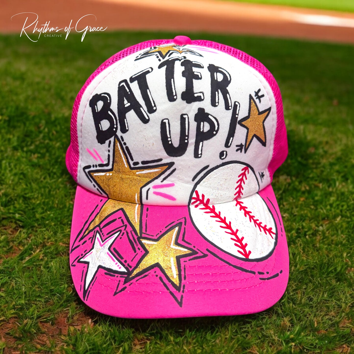 Handpainted Mesh Back Trucker Hat - Score Big with Style! 🎉
