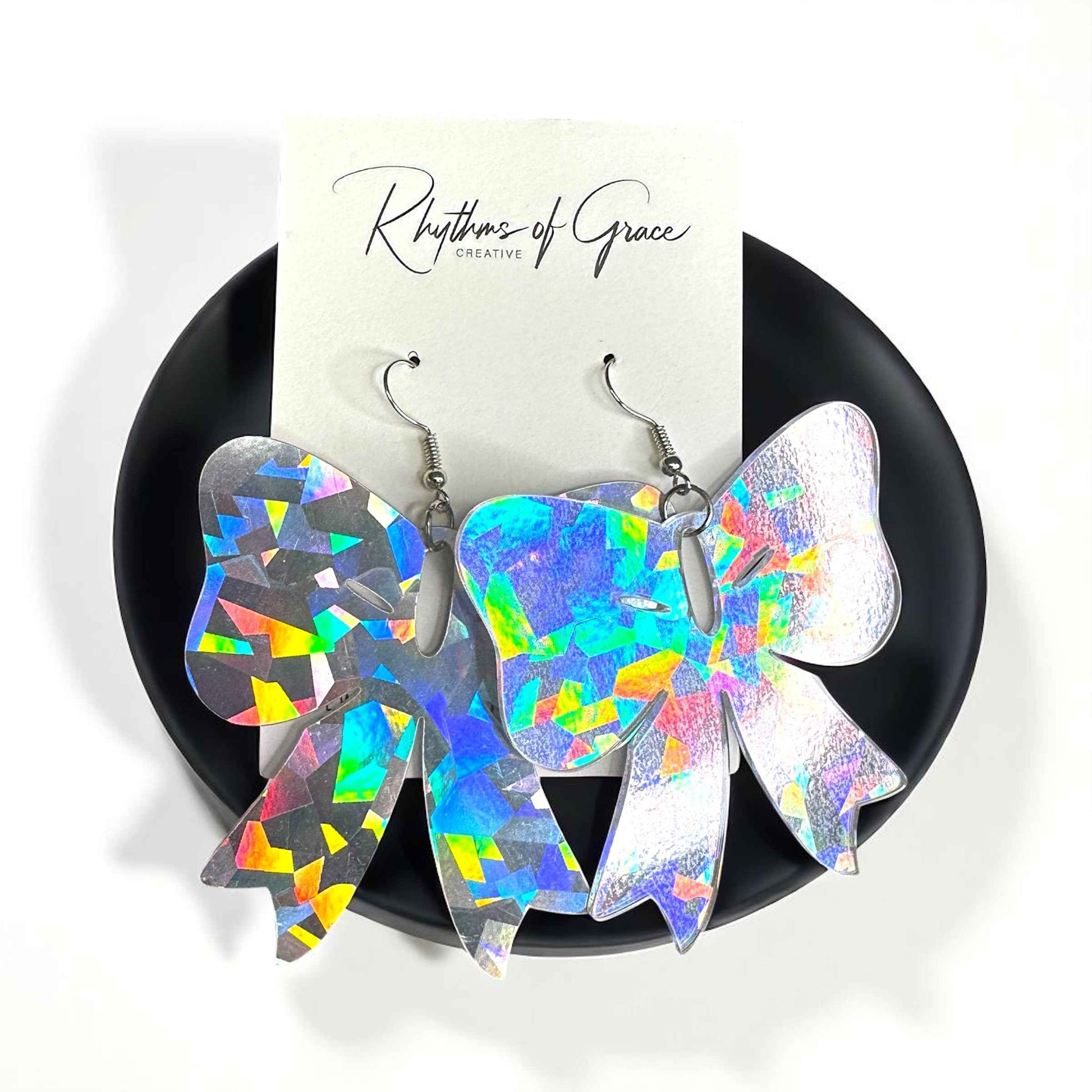Sparkle & Spook: Holographic Bow Earrings for a Stunning Glam!