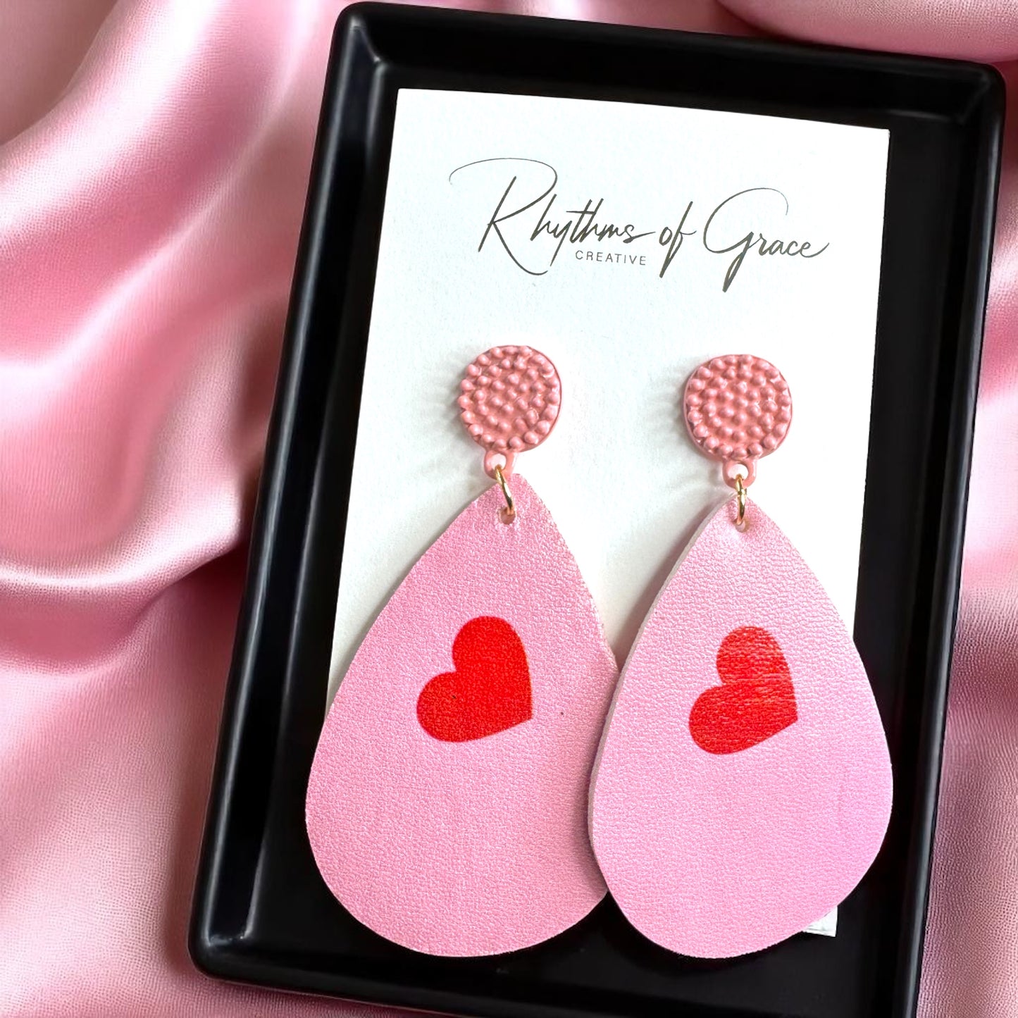 Teardrop Faux Leather Heart Earrings – Two Stunning Styles